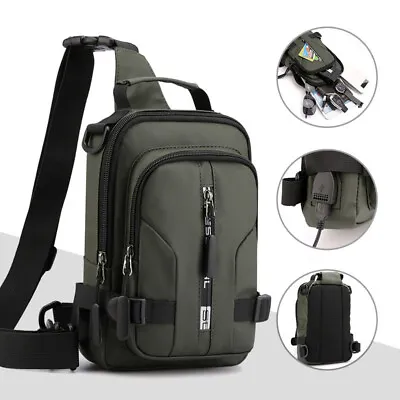 Men's Sling Crossbody Bag Anti-theft Chest Shoulder Messenger Backpack USB Port • $10.43