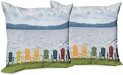 Lunarable Adirondack Decorative Throw Pillow Case Pack Of 2 16  Blue Green  • $24.46