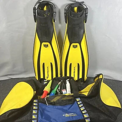 MARES Plana Avanti Quattro ABS Scuba Diving Fins Size Regular Royal Yellow ITALY • $54.99