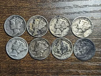 Lot Of 8 Silver Mercury Cull Dimes 90% Silver  • $19.99