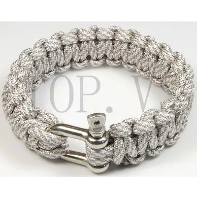 550 Paracord Military Camping Hiking Bracelet Parachute Cord Metal Shackle #4 • $3.29