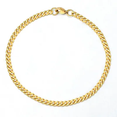3/5/7/9/11mm 14K Gold Plated Stainless Steel Curb Cuban Chain Bracelet Men 7-11  • $7.99