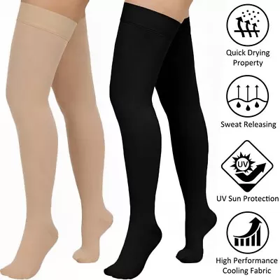 Compression Stockings Thigh High For Women Men 30-40 Mmhg Graduated Compression • $23.98