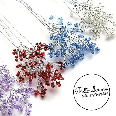 6 Stems Seed Bead Wired Trees For Tiaras Millinery & Crafts (4 Colours) • £2