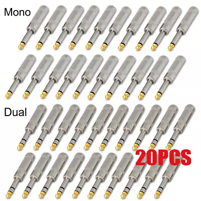 20pcs 1/4 Stereo MONO TS Or Dual TRS Heavy Duty Male Audio Speaker Guitar Plug • $22.99