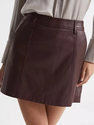 £55 • Buy Reiss Eliza Leather Mini Skirt Berry BNWT SZ UK 10