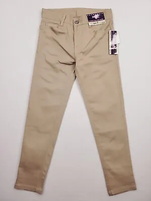 Kids School Uniform Pants Girls Size 7 Beige Skinny Khaki Chino Stretch NWT • $8