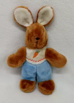 Vtg Gund Bunny Rabbit 1982 Bunnikins Blue Carrots • $25