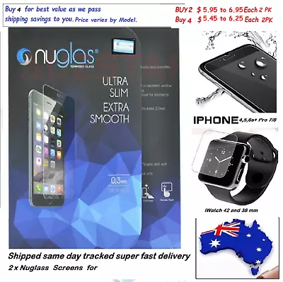 2X For IPhone 4 Or 5  6s+ 6 Plus 7/8 Plus  Tempered Glass Screen Protect NUGLAS • $6.95