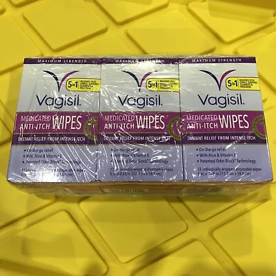 $12 • Buy 36 Vagisil Anti-Itch Medicated Wipes For Women. Lot Of 3 Boxes. 9