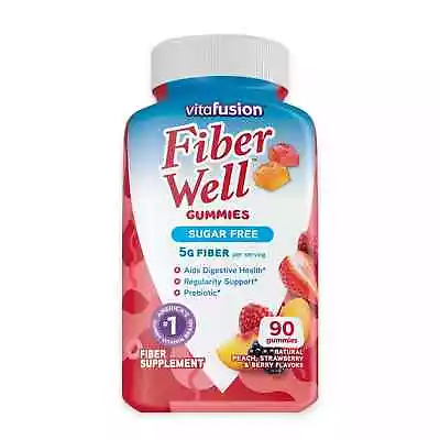 Vitafusion Fiber Well Sugar Free Fiber Supplement Peach Strawberry And 90 Coun • $25.38