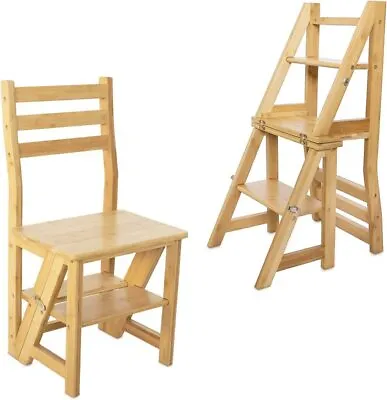 Multipurpose Folding Fold Up Library Step Ladder Chair Home Kitchen Office Shop • £69.99