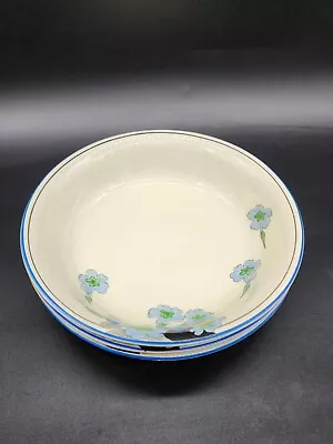 Vintage Crown Devon Fieldings Bowl Set Of 3 Large Floral Blue England 1016 • $19.95
