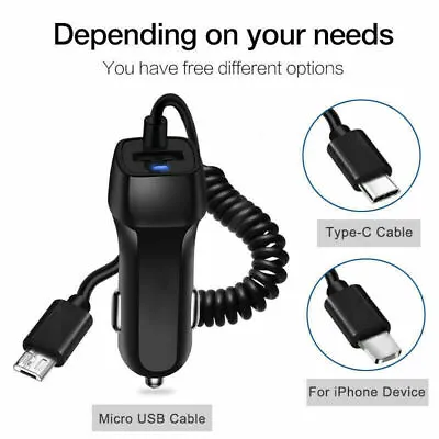 FAST Rapid1 Car Charger Type C Micro USB Charging For Samsung LG MOTO Cell Phone • $5.99