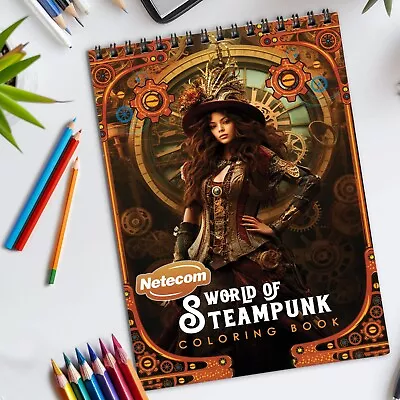 World Of Steampunk Spiral Bound Coloring Book Perfect For Fans Of Victorian • $18.99