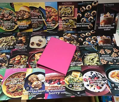 28 Waitrose Recipe Cards Plus FREE New Pink Ring Binder Folder Main Meal Dessert • £16.50