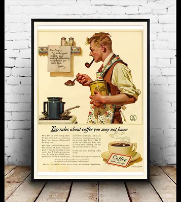 Coffee Perks You Up  Vintage Mag Advert Poster Wall Art Reproduction. • £8.49