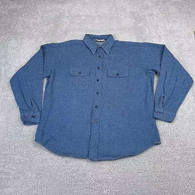 VINTAGE Cabelas Shirt Mens Extra Large Blue Flannel Button Up Made In USA • $24.95