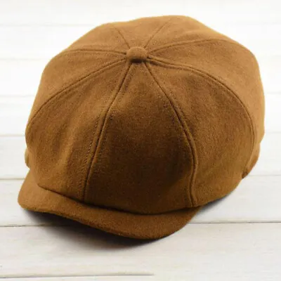 Men Newsboy Cap Retro Casual 8 Panel Cabbie Hat Faux Wool Flat Beret Cap Soft • $13.91