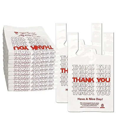 New Large 21 X 6.5 X 11.5  Thank You  T-Shirt Plastic Grocery Shopping Bags-1000 • $25