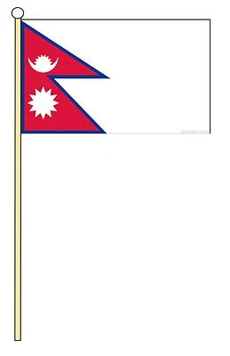 £8 • Buy NEPAL ASIA 18  X 12  LARGE HAND WAVING COURTESY FLAG & POLE