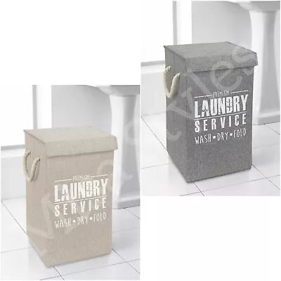 Large Laundry Baskets Washing Clothes Storage Folding Basket Bin Hamper With Lid • £13.49