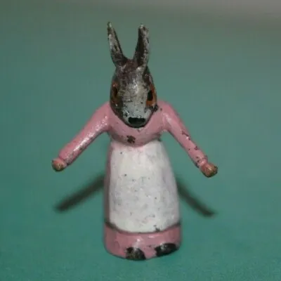 Antique Vienna Bronze Beatrix Potter Miniature Rabbit Pink White Dress  • $308.75