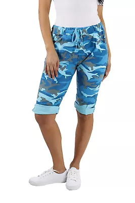 £12.99 • Buy Womens Camouflage Magic Shorts Italian Lagenlook Casual Ladies Jogger Hot Pants 