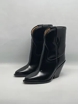 Isabel Marant Leyane Glossed-leather Ankle Boots Size 36 $1490 • $799