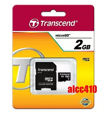 Transcend 2GB Micro SD Memory Card With SD Adapter TF MicroSD • $29.95