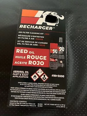 NEW K&N Recharger - Air Filter Cleaning Kit - #99-5000 - Red Oil Aerosol • $19.99