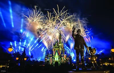 Walt Disney Mickey Mouse Fireworks Cinderella Castle Disney Poster Print 11x17 • $29.99