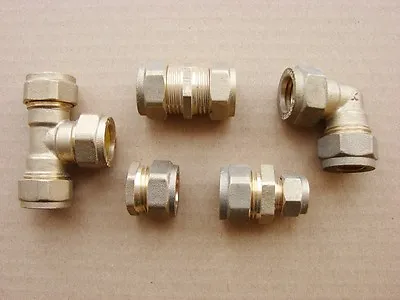 15mm Brass Compression Fittings Coupler Elbow M/F Equal T Cap End Reducer • £12.50