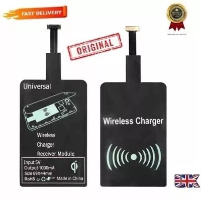 Universal QI Wireless Fast Charging Receiver Mobile USB Micro Charger Adapter UK • £2.69