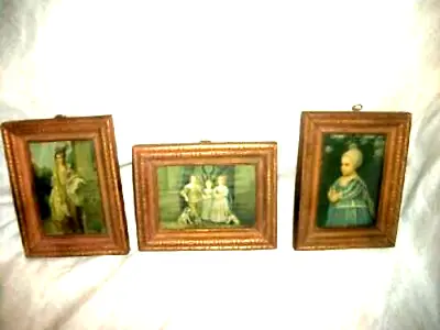 1920s MINIATURE ART PRINTS VAN DYCK GILT FRAMES SET 3 BABY STUART RADIO FRAME CO • $49.01