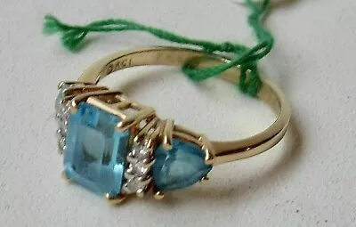 Vintage 14K Yellow Gold Finish Lab Created Aquamarine Engagement Ring 2.75Ct • $85.79