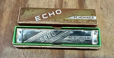 Vintage Boxed Echo Harmonica By M Hohner With Brass Plates - Key Of G • $14.50