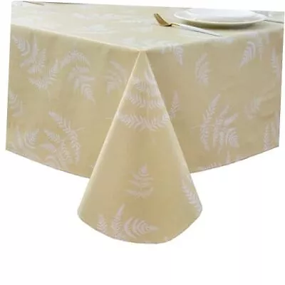 Vinyl Tablecloth With Flannel Backed Waterproof 60 X 102 Inch Rectangle Beige • $41.18