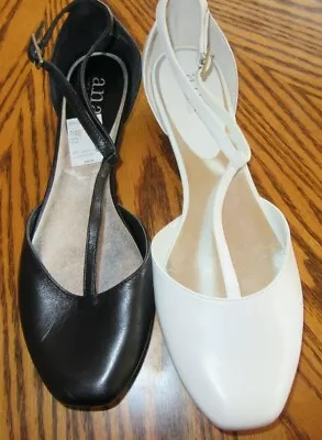 A.N.A T-Strap Leather Flat Dress Shoe White 9M Black 7.5M U Choose NIB • $24.99