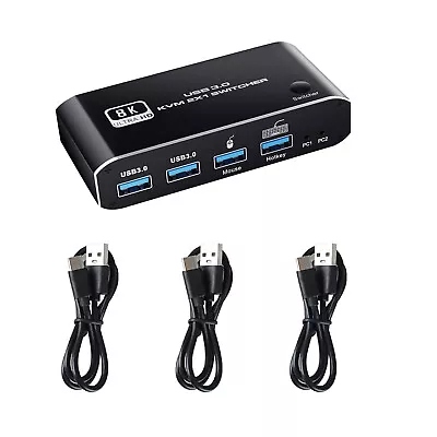 Dual-port HDMI 2.1 KVM Switch 2X1 4K 120Hz 4 Port USB 3.0 8K 60Hz With Hotkey W • $69.09