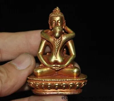 Tibet Bronze 24k Gold Gilt Adibuddha Samantabhadra Tathagata Kuntuzangpo Buddha • $33.59
