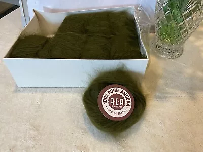 100% Angora Rabbit Hair Vintage Yarn. ACA Supreme . Lot Of 8/80 Grams. Olive. • $80
