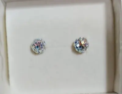.925 Sterling Silver Crystal Disco Ball Stud Earrings New No Box From Mexico • $13