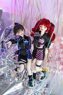 1/4 MSD BJD Clothes Outfit Sexy Motorcycle Racing Girl Suit Blue/Pink 6 Pcs Set • $56.03