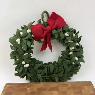 Pottery Barn Kids Small Felted Wool Mistletoe Christmas Wreath Small 12” NWOT • $49.95