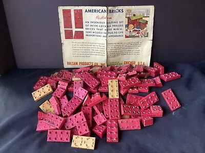 1939 AMERICAN BRICKS By Halsam Wooden With Instructions Red & Natural Colors • $12