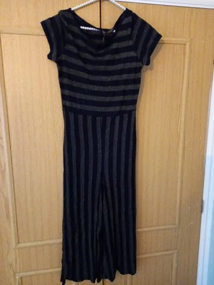 £7 • Buy Womens Sparkly Silver And Black Jumpsuit Size 10