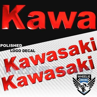 2x 8 X 1.25  3d Polished Abs/shiny Emblem Decal Logo+letter Sticker Kawasaki Red • $11.88