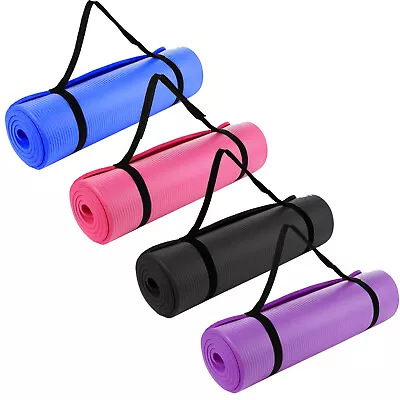 Yoga Mat 8mm Thick Exercise Mat Gym Workout Fitness Pilates Home Non Slip Nbr • £7.95