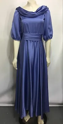 Dessy Creations S Lilac Blue Satin Bridesmaid Formal Prom Dress Vintage • $36.45